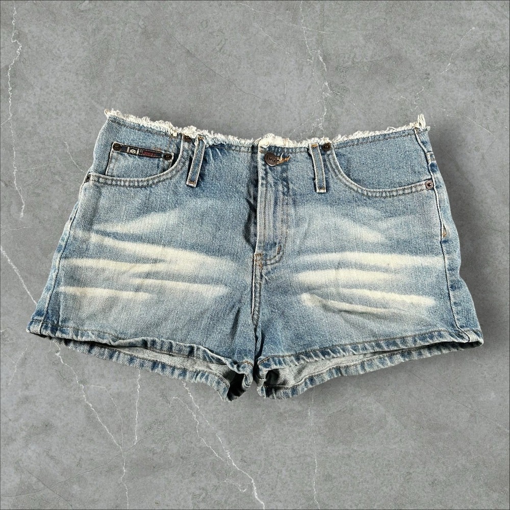 Lei Jean Shorts Womens 7 Blue Y2K Mini Micro Frayed Hem Grunge 2000s Girlie ALT